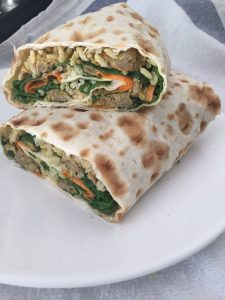 vegan burrito with veggies and rice