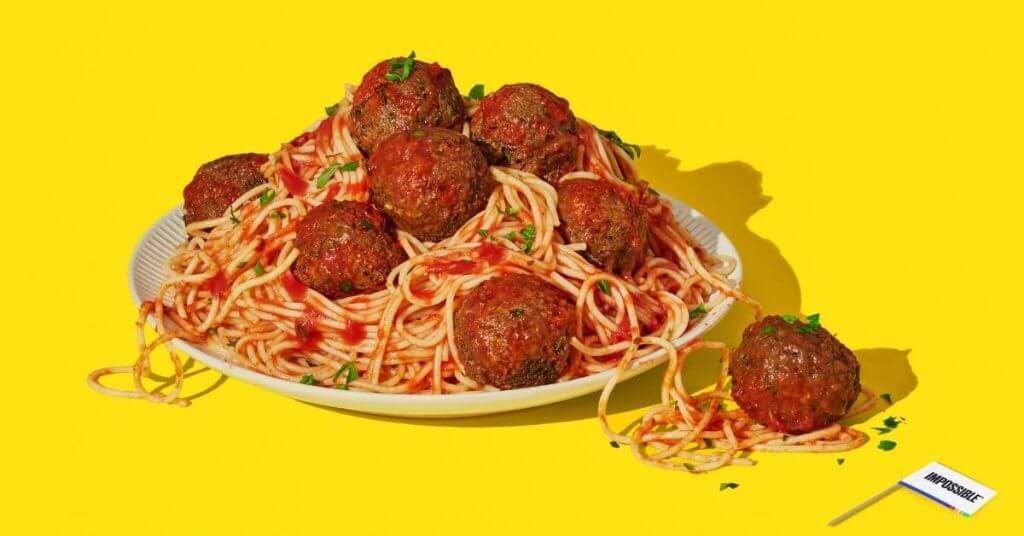 impossible foods meatballs with spaghetti