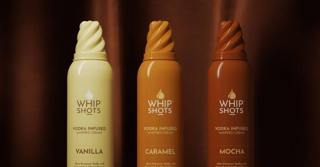 three cans of whipshots in vanilla caramel and mocha