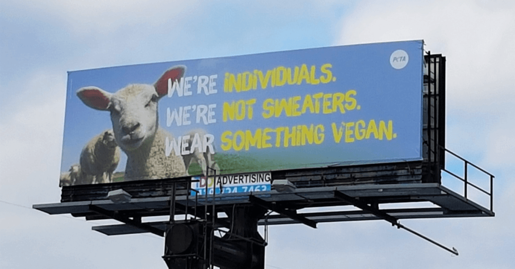 peta billboard encouraging to wear vegan