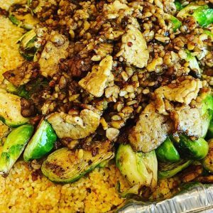 couscous roasted Brussels sprouts and tempeh