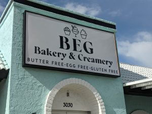 BEG Bakery & Creamy signage