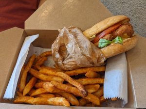 Underground Vegan Chicken Burger and fries