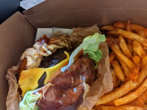 Underground Vegan Cheese Burger and fries