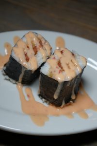 vegan sushi rolls with creamy sauce