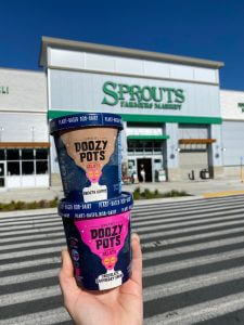 Two Doozy Pots gelato packages outside of Sprouts Farmers Market