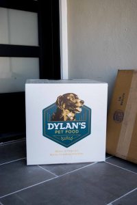 Box of Dylan's Dog Food on doorstep