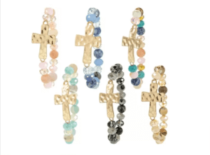 natural stone and hammered cross bracelets